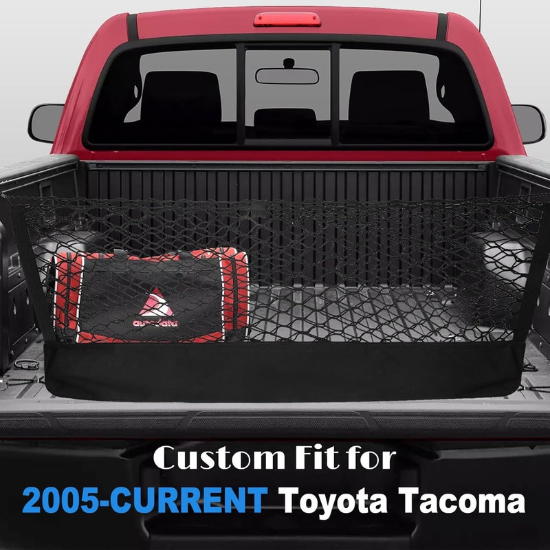 AuyNeas for Toyota Tacoma Envelope Style Truck Bed Cargo Net - Fits 2013-2024 2025 2026 Tacoma Accessories Cargo Net for Pickup Truck Bed - Heavy Duty Carabiners - Image 2